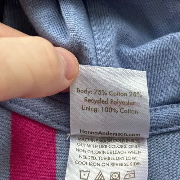 Hanna Andersson 3T Hooded Terry Cover Up Pink Lavender Stripe Zip Robe - Picture 5 of 6